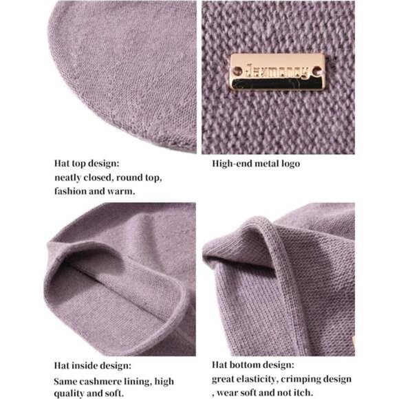 Ladies Wool Knitted Skull Beanies Cap Mixed Purple - Picture 3 of 6